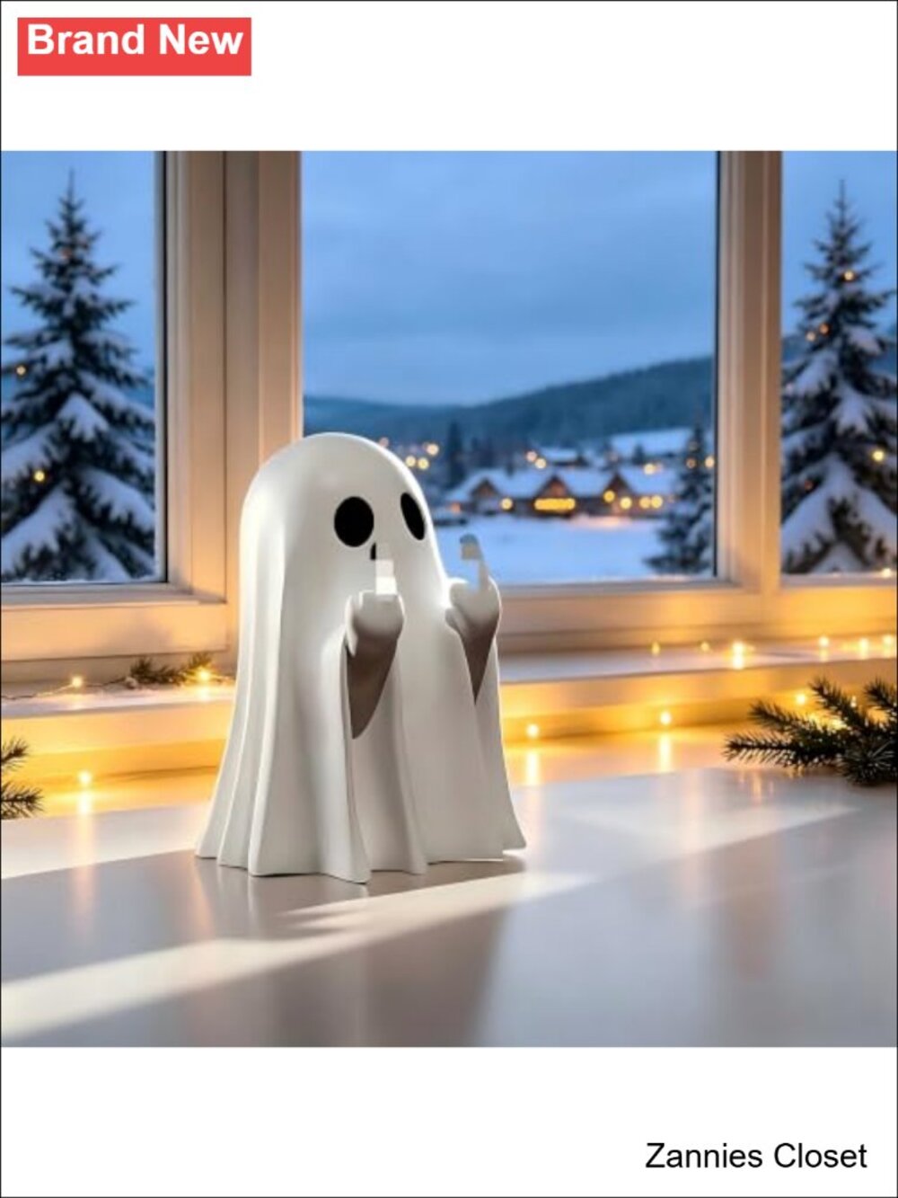 👻 Resin Ghost Figurine Halloween Decor Cute Finger Ghost Ornament Tabletop